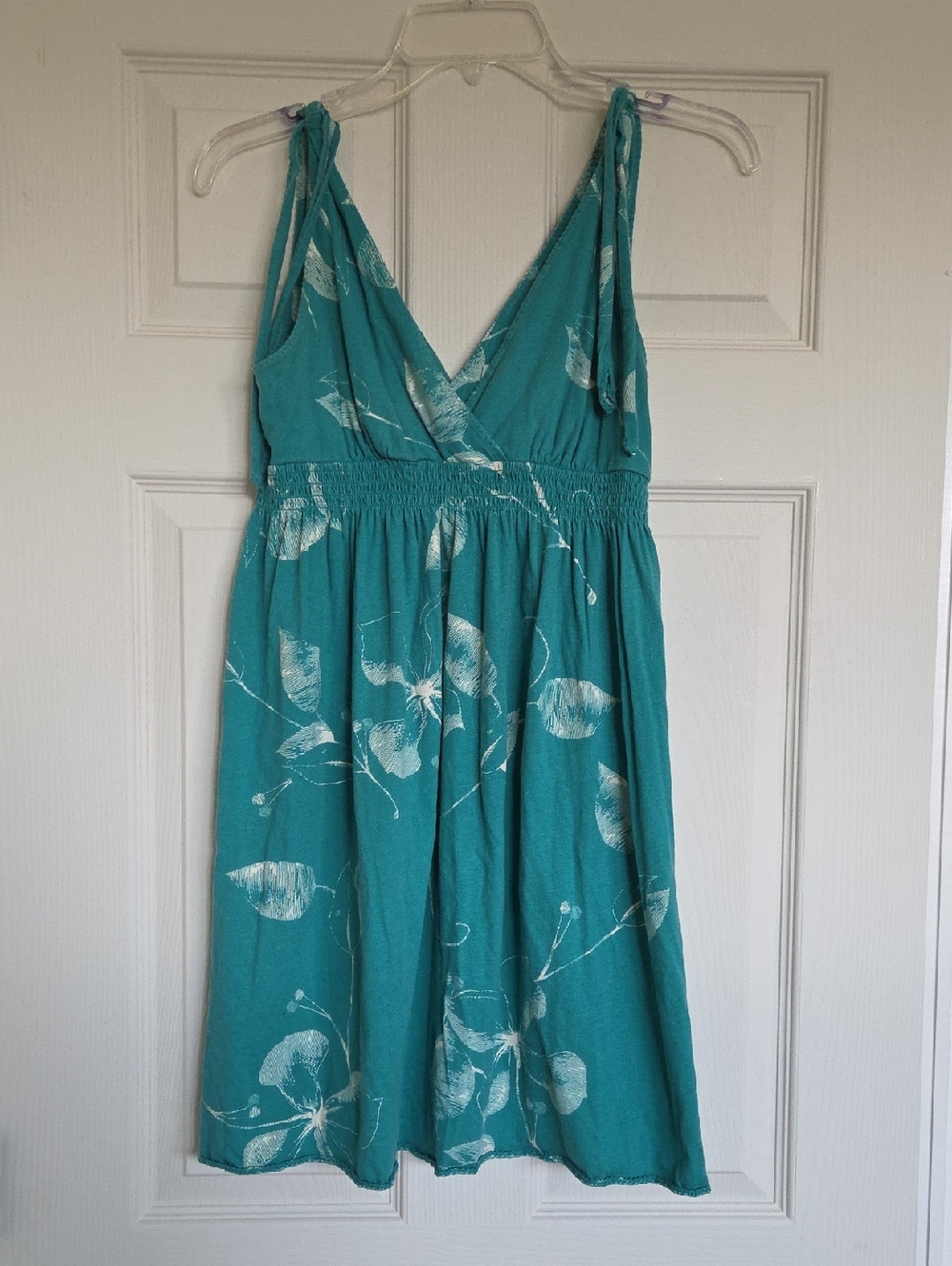 American Eagle Outfitters Teal Floral Tie-Strap Midi Dress